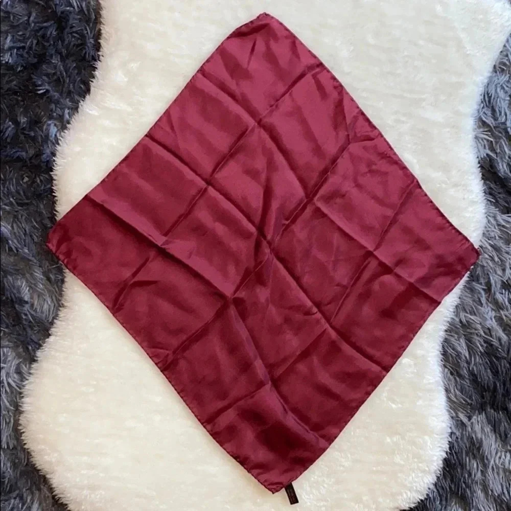 Made in Italy  burgundy Silk Men's Tuxedo Scarf - Picture 4 of 11